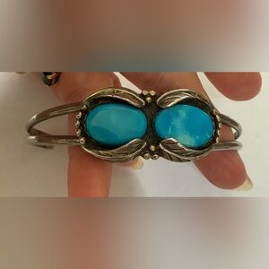 Vintage Southwest Sleeping Beauty TURQUOISE Cuff Sterling Bracelet